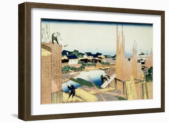 36 Views of Mount Fuji, no. 37: The Timberyard at Honjo-Katsushika Hokusai-Framed Giclee Print