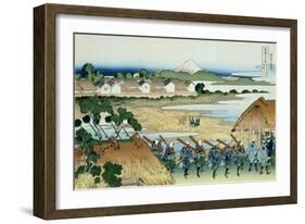 36 Views of Mount Fuji, no. 38: Pleasure District at Senju-Katsushika Hokusai-Framed Giclee Print