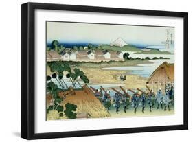 36 Views of Mount Fuji, no. 38: Pleasure District at Senju-Katsushika Hokusai-Framed Giclee Print