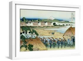 36 Views of Mount Fuji, no. 38: Pleasure District at Senju-Katsushika Hokusai-Framed Giclee Print