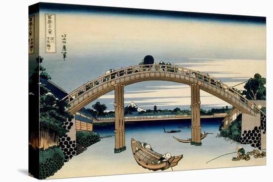 36 Views of Mount Fuji, no. 4: Through the Mannen Bridge at Fukagawa-Katsushika Hokusai-Stretched Canvas