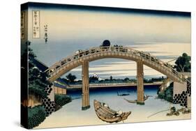 36 Views of Mount Fuji, no. 4: Through the Mannen Bridge at Fukagawa-Katsushika Hokusai-Stretched Canvas