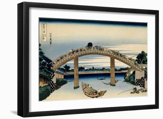 36 Views of Mount Fuji, no. 4: Through the Mannen Bridge at Fukagawa-Katsushika Hokusai-Framed Giclee Print