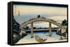 36 Views of Mount Fuji, no. 4: Through the Mannen Bridge at Fukagawa-Katsushika Hokusai-Framed Stretched Canvas