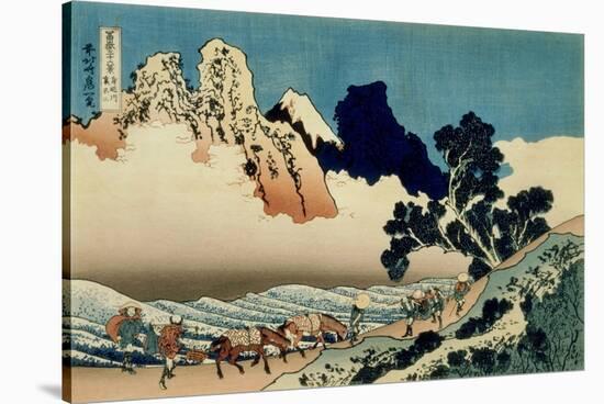 36 Views of Mount Fuji, no. 42: The Back of the Fuji from the Minobu River-Katsushika Hokusai-Stretched Canvas