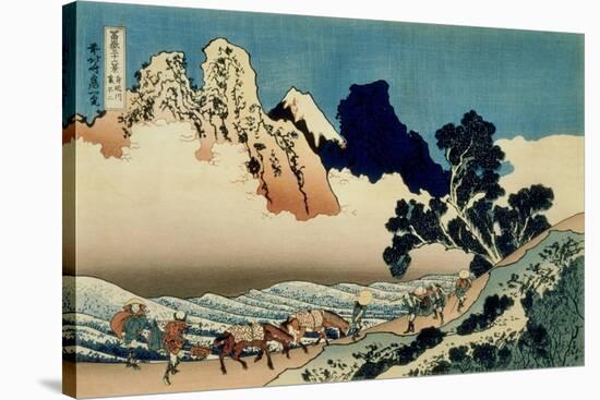 36 Views of Mount Fuji, no. 42: The Back of the Fuji from the Minobu River-Katsushika Hokusai-Stretched Canvas