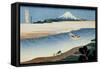 36 Views of Mount Fuji, no. 8: Tama River in the Musashi Province-Katsushika Hokusai-Framed Stretched Canvas