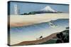 36 Views of Mount Fuji, no. 8: Tama River in the Musashi Province-Katsushika Hokusai-Stretched Canvas