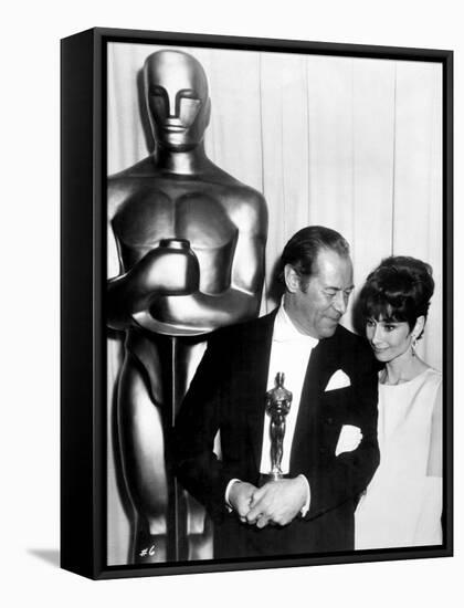 37th Annual Academy Award, 1964. Audrey Hepburn With Rex Harrison for "My Fair Lady"-null-Framed Stretched Canvas