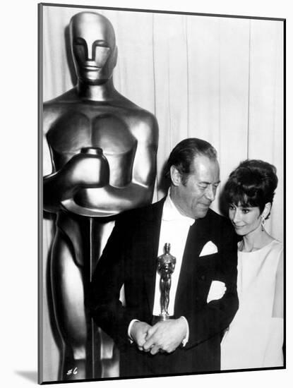 37th Annual Academy Award, 1964. Audrey Hepburn With Rex Harrison for "My Fair Lady"-null-Mounted Photographic Print