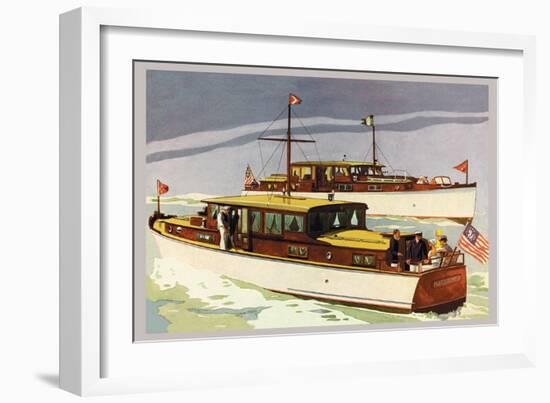38 Foot Double Cabin Cruiser and 46 Foot Sport Cruiser-Douglas Donald-Framed Art Print