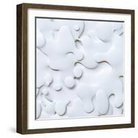 3D Abstract Wavy Background, White Paper Cut Shapes-wacomka-Framed Art Print