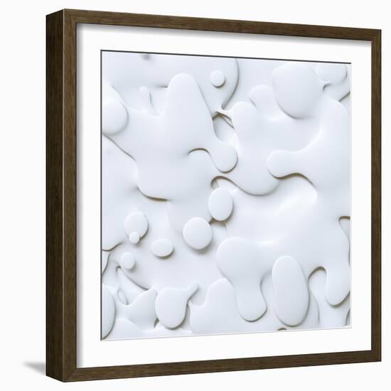 3D Abstract Wavy Background, White Paper Cut Shapes-wacomka-Framed Art Print