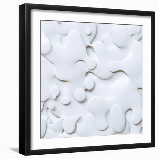 3D Abstract Wavy Background, White Paper Cut Shapes-wacomka-Framed Art Print