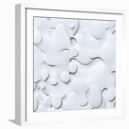 3D Abstract Wavy Background, White Paper Cut Shapes-wacomka-Framed Art Print