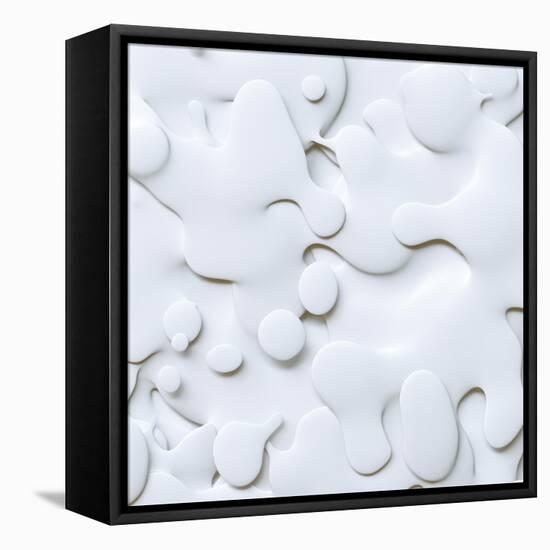 3D Abstract Wavy Background, White Paper Cut Shapes-wacomka-Framed Stretched Canvas