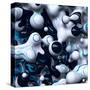 3D Abstract Wavy Bubbles Background, Black White Paint Splash, Fordite Shapes-wacomka-Stretched Canvas