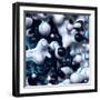 3D Abstract Wavy Bubbles Background, Black White Paint Splash, Fordite Shapes-wacomka-Framed Art Print