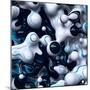 3D Abstract Wavy Bubbles Background, Black White Paint Splash, Fordite Shapes-wacomka-Mounted Art Print