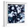 3D Abstract Wavy Bubbles Background, Black White Paint Splash, Fordite Shapes-wacomka-Framed Art Print