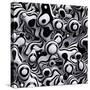 3D Abstract Wavy Bubbles Background, Zebra Balls, Colored Striped Fordite Shapes-wacomka-Stretched Canvas