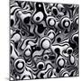 3D Abstract Wavy Bubbles Background, Zebra Balls, Colored Striped Fordite Shapes-wacomka-Mounted Art Print