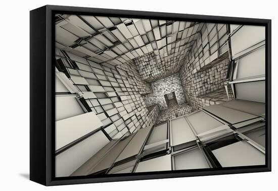 3D Futuristic Fragmented Tiled Mosaic Labyrinth Interior-johnson13-Framed Stretched Canvas
