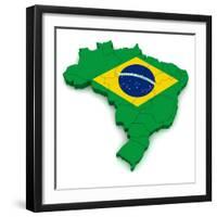 3D Map Of Brazil-vinz89-Framed Art Print