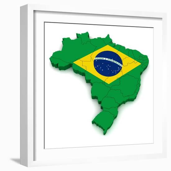 3D Map Of Brazil-vinz89-Framed Art Print