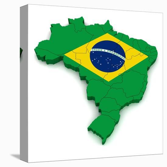 3D Map Of Brazil-vinz89-Stretched Canvas