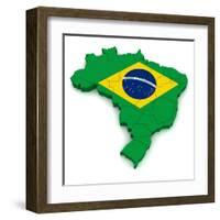 3D Map Of Brazil-vinz89-Framed Art Print