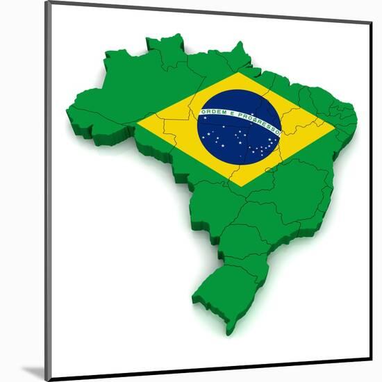 3D Map Of Brazil-vinz89-Mounted Art Print