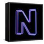 3D Neon Alphabet, Letter N Isolated On Black Background-Andriy Zholudyev-Framed Stretched Canvas