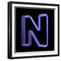 3D Neon Alphabet, Letter N Isolated On Black Background-Andriy Zholudyev-Framed Art Print