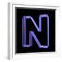 3D Neon Alphabet, Letter N Isolated On Black Background-Andriy Zholudyev-Framed Art Print