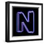 3D Neon Alphabet, Letter N Isolated On Black Background-Andriy Zholudyev-Framed Art Print