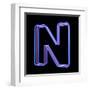 3D Neon Alphabet, Letter N Isolated On Black Background-Andriy Zholudyev-Framed Art Print