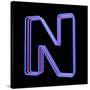 3D Neon Alphabet, Letter N Isolated On Black Background-Andriy Zholudyev-Stretched Canvas