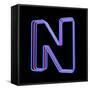 3D Neon Alphabet, Letter N Isolated On Black Background-Andriy Zholudyev-Framed Stretched Canvas