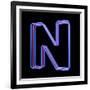 3D Neon Alphabet, Letter N Isolated On Black Background-Andriy Zholudyev-Framed Art Print