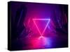 3D Render, Abstract Background, Cosmic Landscape, Triangular Portal, Pink Blue Neon Light, Virtual-null-Stretched Canvas
