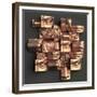 3D Render, Digital Illustration, Abstract Copper Metallic Blocks, Eyes, Ear, Nose, Lips, Mouth, Ana-wacomka-Framed Premium Giclee Print