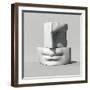 3D Render, Digital Illustration, Classic Art Objects, Face Details, Mosaic, Abstract Blocks, Eyes,-wacomka-Framed Art Print