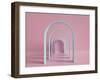 3D Render, Minimal Fashion Background, Arch, Tunnel, Corridor, Portal, Perspective, Pink Mint Paste-wacomka-Framed Photographic Print