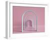 3D Render, Minimal Fashion Background, Arch, Tunnel, Corridor, Portal, Perspective, Pink Mint Paste-wacomka-Framed Photographic Print