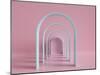 3D Render, Minimal Fashion Background, Arch, Tunnel, Corridor, Portal, Perspective, Pink Mint Paste-wacomka-Mounted Photographic Print
