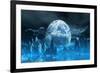 3D Render Of A Surreal Ice Planet With Earth In The Sky-kjpargeter-Framed Art Print