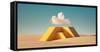 3D Render, Surreal Desert Landscape. White Clouds in the Blue Sky, Fly above the High Yellow Pyrami-wacomka-Framed Stretched Canvas