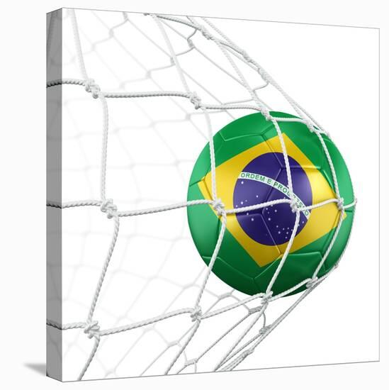 3D Rendering Of A Brazilian Soccer Ball In A Net-zentilia-Stretched Canvas