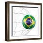 3D Rendering Of A Brazilian Soccer Ball In A Net-zentilia-Framed Art Print